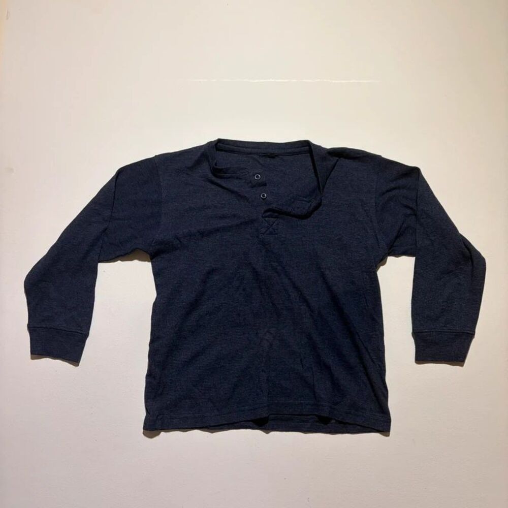 Unbranded Navy Blue Waffle Knit Henley